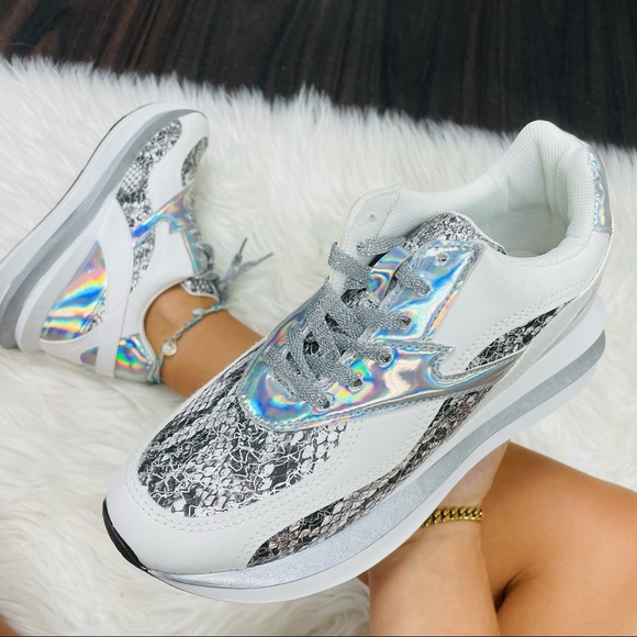 Silver snake platform sneaker - Picture 4 of 9